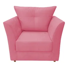 Kit Poltrona Isis + Puff Retangular Suede Rosa Foto mini 2