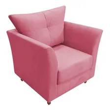 Kit Poltrona Isis + Puff Retangular Suede Rosa Foto mini 3
