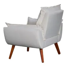 Kit Poltrona + Puff Opala Exclusivo Decorativa Sala Linho Cor Cru Foto mini 3