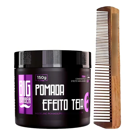 Kit Pomada Modeladora Efeito Teia Pente Duplo Big Barber Foto 1