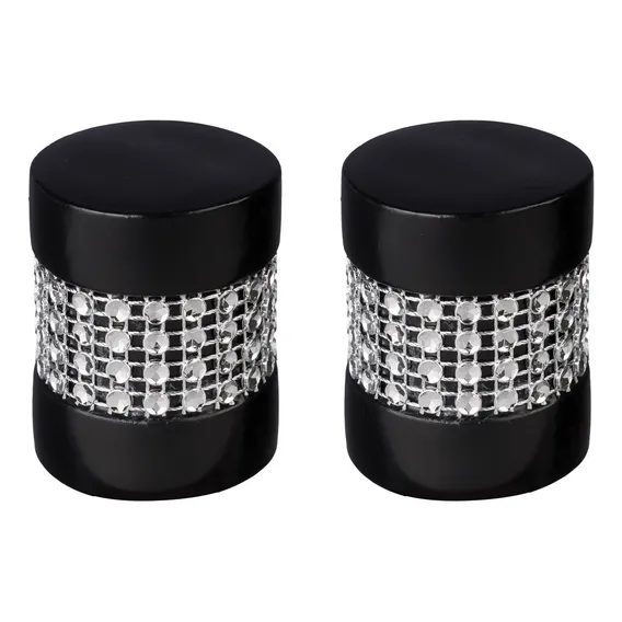 Kit Ponteira Para Varão Cortina 28mm Strass Alumínio Par Cor Preto Foto 1