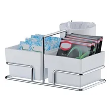Kit Porta 50 Cápsulas Nespresso Sachês Guardanapos Cromado Cor Branco Foto mini 3