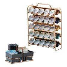 Kit Porta 50 Cápsulas Nespresso + Suporte Sachês Rosé Gold Cor Preto Foto mini 1