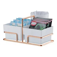 Kit Porta 50 Cápsulas Nespresso + Suporte Sachês Rosé Gold Cor Branco Foto mini 3