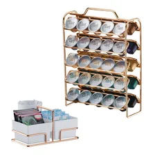 Kit Porta 50 Cápsulas Nespresso + Suporte Sachês Rosé Gold Cor Branco Foto mini 1