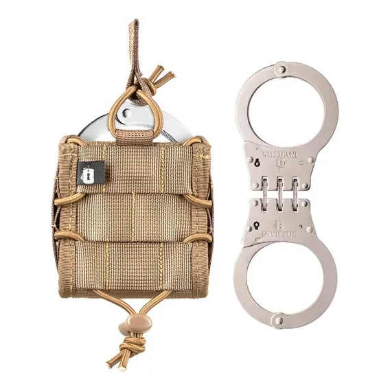 Kit Porta-algemas Locked + Algema Dobradiça Invictus Cor Coyote/prata Foto 1