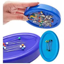 Kit Porta Bobinas + Porta Alfinete Magnetico+ 50 Alfinetes Cor Azul Royal Foto  mini 1