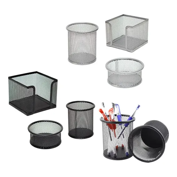 Kit Porta Caneta Escritório 3 Peças Lápis Clips Aramado Foto 1