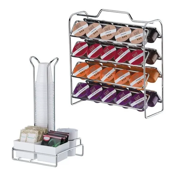 Kit Porta Cápsulas Café Três Corações + Suporte Sachês Copos Cor Branco Foto 1