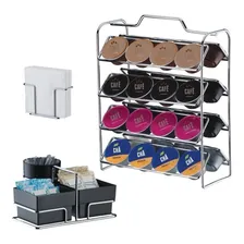 Kit Porta Cápsulas Dolce Gusto E Porta Guardanapos Cromado Cor Preto Foto mini 1
