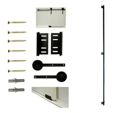 Kit Porta Celeiro Tubular Preto Roldana Aparente 1,50m Foto mini 2
