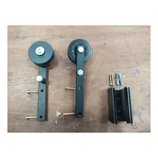Kit Porta Celeiro Tubular Preto Roldana Aparente 1,50m Foto mini 3