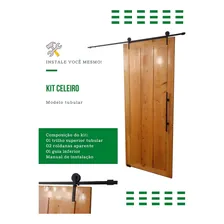 Kit Porta Celeiro Tubular Preto Roldana Aparente 1,50m Foto mini 4