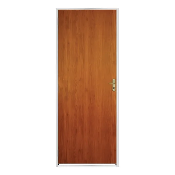 Kit Porta De Madeira Lisa Açomad Mgm 217cmx65cm Fdwt Cor Mogno Foto 1