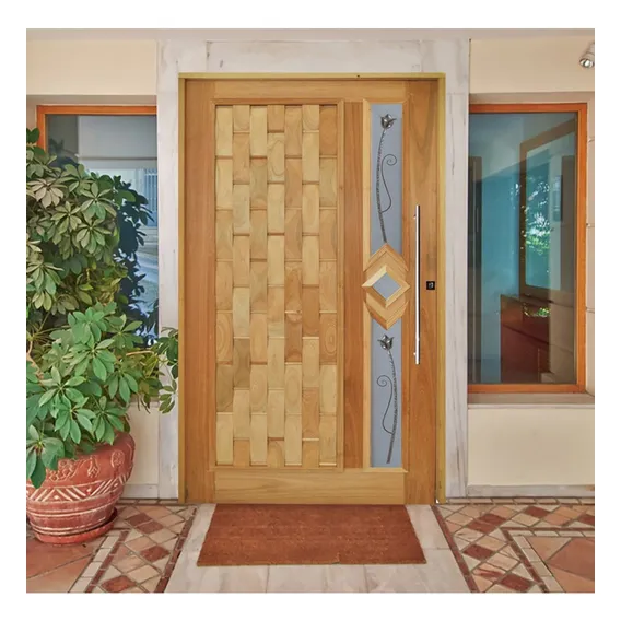 Kit Porta De Madeira Pivotante 210x110cm Batente 14cm Foto 1
