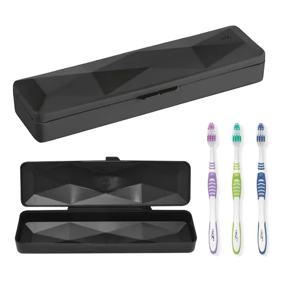 Kit Porta Escova De Dente Estojo Portátil Preto Com Escova Foto 1