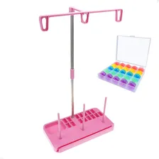 Kit Porta Fio Suporte Carretel + 25 Bobina Para Costura Foto mini 1