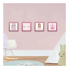Kit Porta Retrato Decorativo Rosa BebĂȘ 20x20 - 4 Unidades Foto mini 3