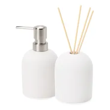 Kit Porta Sabonete Líquido E Difusor Branco Em Cimento Mart Foto mini 1