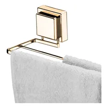 Kit Porta Toalha Duplo Toalheiro Ventosa Lavabo Dourado Cor Preto Foto mini 3
