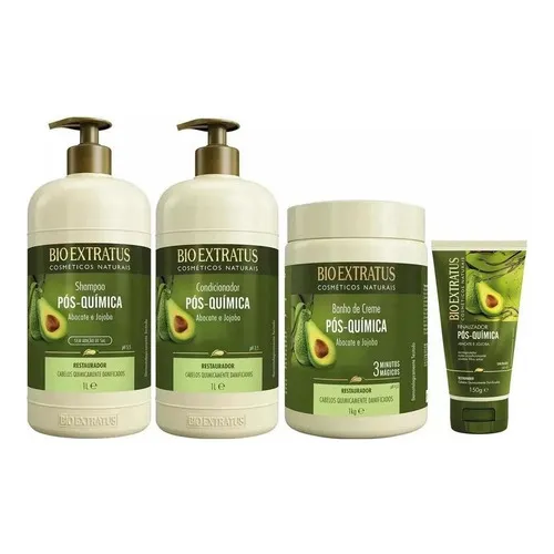 Kit Pós QuĆmica Reparação Profunda 4 Produtos Bio Extratus Foto 1