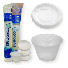 Kit Pote Descartável Transparente 100ml + Tampa 100t 100und Foto mini 1