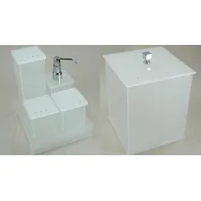 Kit Potes 05 Pçs Banheiro AcrĂlico Jateado Strass + Lixeira Foto mini 3