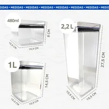 Kit Potes Mantimentos Hermético Quadrado Cozinha 12 Peças Cor Transparente Foto mini  2