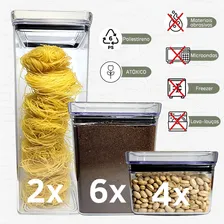 Kit Potes Mantimentos Hermético Quadrado Cozinha 12 Peças Cor Transparente Foto mini 4