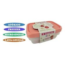 Kit Potes Plastico 12 Sanremo 785ml Freezer Microondas Cor Salmão Foto mini 3