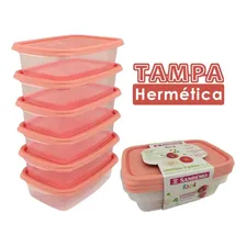 Kit Potes Plastico 12 Sanremo 785ml Freezer Microondas Cor Salmão Foto mini 2