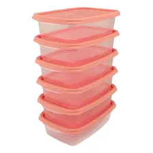Kit Potes Plastico 12 Sanremo 785ml Freezer Microondas Cor Salmão Foto mini 1