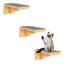 Kit Prateleira Para Gatos Em Mdf 15mm Degrau Com Carpete Cor Grafite Foto  mini 1