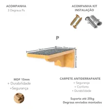 Kit Prateleira Para Gatos Em Mdf 15mm Degrau Com Carpete Cor Grafite Foto mini  2