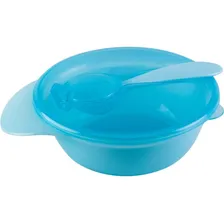 Kit Prato Bowl Com Tampa E Colher 300ml Azul - Buba Foto  mini 1