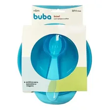 Kit Prato Bowl Com Tampa E Colher 300ml Azul - Buba Foto mini  3