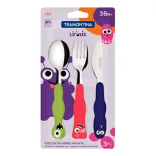 Kit Prato Estampado Baby Friends Talheres Lirous Tramontina Cor Prateado Foto mini 2