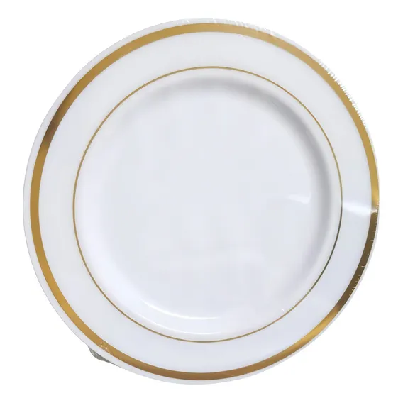 Kit Pratos De AcrÃlico Luxo Dourado Sobremesa 18cm-50un Foto 1