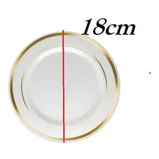 Kit Pratos De AcrÃlico Luxo Dourado Sobremesa 18cm-50un Foto mini 2