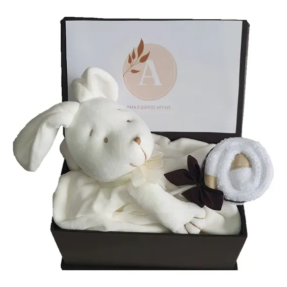 Kit Presente Para BebĂȘ Naninha Coelho Unissex Personalizada Foto 1