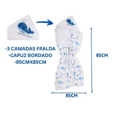 Kit Presente Recem Nascido Toalha Pano Boca E Cobertor Azul Foto mini 2