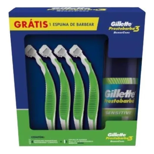 Kit Prestobarba3 Sensecare 4 Aparelhos + Espuma De Barbear Foto 1
