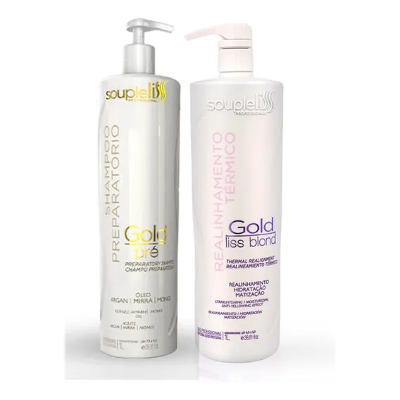 Kit Progressiva Realinhamento Blond Gold Liss Souple Liss Foto 1