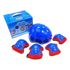 Kit Proteção Radical Capacete Patinete Patins Skate Bike Cor Azul Foto mini 1