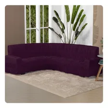 Kit Protetor Capa De Sofa De Canto 6 Lugares Elasticada Cor Vinho Liso Foto mini  3
