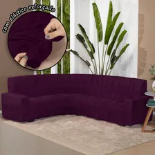 Kit Protetor Capa De Sofa De Canto 6 Lugares Elasticada Cor Vinho Liso Foto mini 4