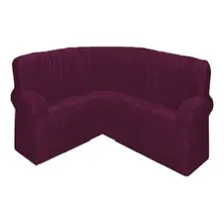 Kit Protetor Capa De Sofa De Canto 6 Lugares Elasticada Cor Vinho Liso Foto  mini 1