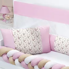 Kit Protetor De Berço Floral Menina Rosa Americano Foto mini 4