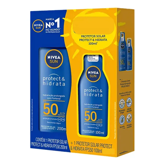 Kit Protetor Solar Nivea Protect Fps 50 200ml + Fps 50 100ml Foto 1