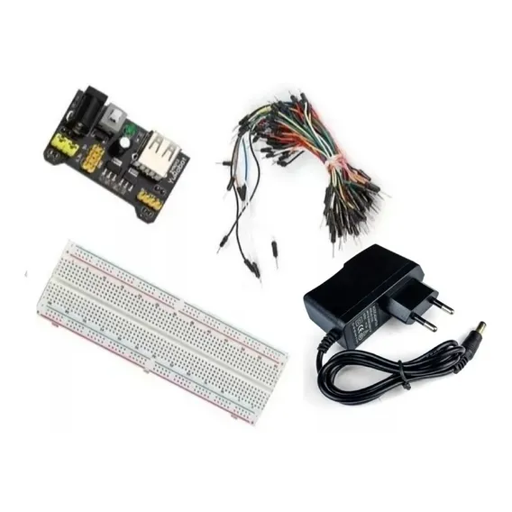 Kit Protoboard 830 + Jumper 65 Peças + Fonte Ajustável E 12v Foto 1